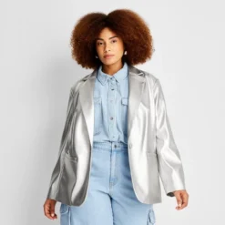 Women's Relaxed Fit Faux Leather Blazer - A New Day™ -Lady Clothing Store GUEST 6f132cbc a921 4fb1 a27a 3440a9c4d18f
