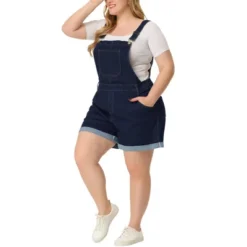 Agnes Orinda Women's Plus Size Adjustable Strap Pocket Roll Hem Denim Overall Jean Shorts -Lady Clothing Store GUEST 7015181a d11a 40cc b55b f65dc9196091