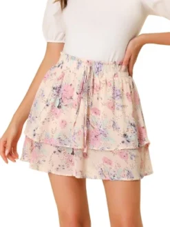 Allegra K Women's Floral Printed A-Line Chiffon Layered Mini Skirt -Lady Clothing Store GUEST 7201c6a6 f8de 4a9f abf3 3b068ddeaade