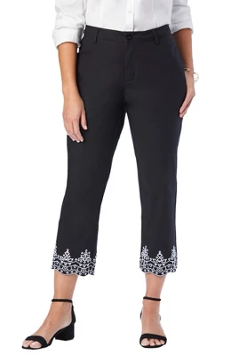 Jessica London Women’s Plus Size Stretch Poplin Classic Cropped Straight Leg Pant 4 Jessica London Women’s Plus Size Stretch Poplin Classic Cropped Straight Leg Pant - Image 2