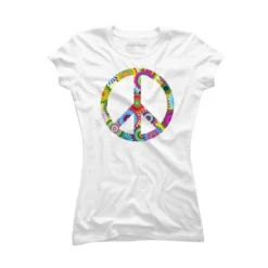 Junior's Design By Humans Cool Retro Flowers Peace Sign By Ddtk T-Shirt -Lady Clothing Store GUEST 72d3c4e2 c6b8 40c0 8cda 5ac81a9e8e8c