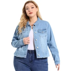 Agnes Orinda Women's Plus Size Classic Denim Casual Long Sleeve Fashion Jean Jackets -Lady Clothing Store GUEST 74f16386 33e2 426b a1b7 3d002c2f4282