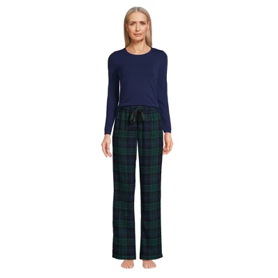 Lands' End Women's Pajama Set Knit Long Sleeve T-Shirt And Flannel Pants 4 Lands' End Women's Pajama Set Knit Long Sleeve T-Shirt And Flannel Pants - Image 2