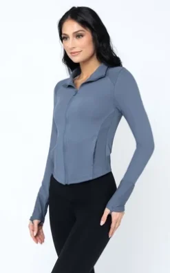 Yogalicious Womens Lux Streamline Interlink Ribbed Contour Insert Full Zip Performance Jacket With Pockets -Lady Clothing Store GUEST 76a83b82 5328 49a7 88af 00b99114830b