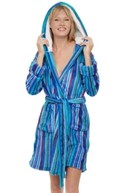 Women's Classic Plush Hooded Robe, Short Fleece Plaid Bathrobe With Hood -Lady Clothing Store GUEST 780e2362 25c1 4315 ac5c 6d7357d19d3f