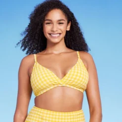 Women's Textured Gingham Triangle Bikini Top - Kona Sol™ Yellow -Lady Clothing Store GUEST 79168a48 8624 4ff0 b0f8 197e9b18c52e