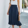 Women's Midnight Blue Ruffled Midi Dress - Cupshe