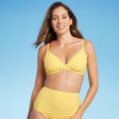 Women's Textured Gingham Triangle Bikini Top - Kona Sol™ Yellow -Lady Clothing Store GUEST 7aeb1fc6 7e84 4b0d 8eca 4f50f24e1cca