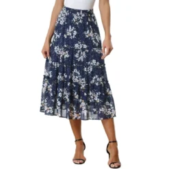 Allegra K Women's Floral Elastic Waist Tiered Ruffle Boho Midi Skirts -Lady Clothing Store GUEST 7dcd1fa9 bc10 4643 b51d cc92be98a5a4