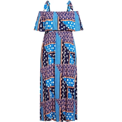 Women's Plus Size Oslo Maxi Dress - Blue Print | EVANS 4 Women's Plus Size Oslo Maxi Dress - Blue Print | EVANS - Image 2