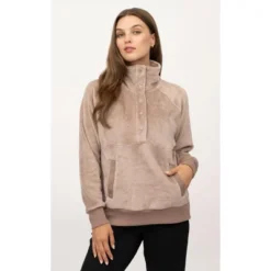 Yogalicious Womens Double Butter Santa Monica Snap Henley Pullover Sweatshirt -Lady Clothing Store GUEST 7f876540 b6d1 46ec 9600 5782b65183eb