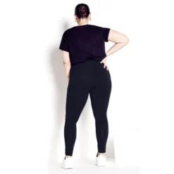 Women's Plus Size Supima® High Rise Legging Black - Tall | AVENUE LEISURE