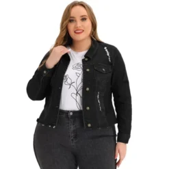 Agnes Orinda Women's Plus Size Classic Denim Casual Long Sleeve Fashion Jean Jackets -Lady Clothing Store GUEST 80bd1b2b ab6c 4bec acfa 478bfc04ced6