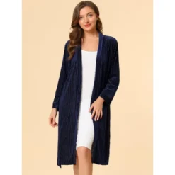 Allegra K Women's Velvet Bathrobe Soft Lounge Pajamas Sleepwear Tie Waist Flannel Robe