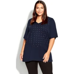Women's Plus Size Sparkling Stars Top - Navy | AVENUE -Lady Clothing Store GUEST 858e4bce 44b2 471b 90a8 60832bd18f26