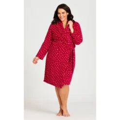 Women's Plus Size Spot Robe - Red | AVENUE -Lady Clothing Store GUEST 8797e724 bd17 42f2 becf fcda67083637