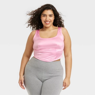 Women's Satin Corset - Colsie™ Pink 6 Women's Satin Corset - Colsie™ Pink - Image 4