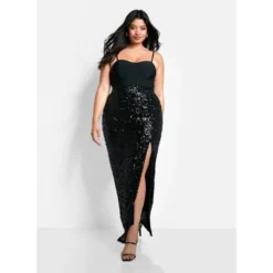Rebdolls Women's Onyx Sequin High Slit Maxi Bodycon Skirt -Lady Clothing Store GUEST 8932eed6 b10c 4efa 80cd ac767461a2d6