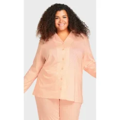 Women's Plus Size Button Through Sleep Top - Pink | AVENUE -Lady Clothing Store GUEST 8a1c85c8 fc1b 4e5a bd48 b1f321f20d33