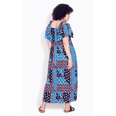 Women's Plus Size Oslo Maxi Dress - Blue Print | EVANS 3 Women's Plus Size Oslo Maxi Dress - Blue Print | EVANS