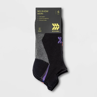 Women's Active Sole Cushioned 4pk No Show With Heel Tab Athletic Socks - All In Motion™ 4-10 3 Women's Active Sole Cushioned 4pk No Show With Heel Tab Athletic Socks - All In Motion™ 4-10