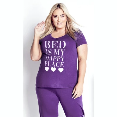 Women's Plus Size Happy Place Top - Purple | AVENUE 7 Women's Plus Size Happy Place Top - Purple | AVENUE - Image 5