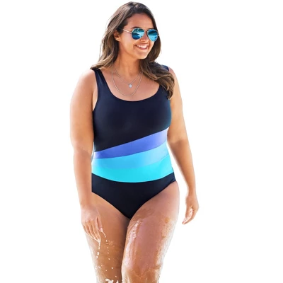 Swim 365 Women’s Plus Size Colorblock One-Piece 5 Swim 365 Women’s Plus Size Colorblock One-Piece - Image 3