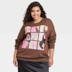 Women's Barbie Squares Cozy Graphic Sweatshirt - Brown -Lady Clothing Store GUEST 8ef4f9f6 1142 4101 8084 c4743d50dd68