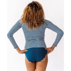 Lime Ricki Women's Indigo Stripe Rash Guard