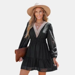 Women's Chevron V-Neck Peasant Sleeve Dress - Cupshe -Lady Clothing Store GUEST 8fd9c571 0d6a 44cf bb72 5f8b5d5ce4d9