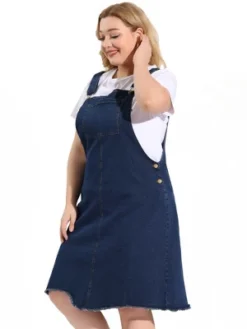 Agnes Orinda Women's Plus Size Overall Frayed Adjustable Strap Denim Suspender Shift Dress -Lady Clothing Store GUEST 8fed15fd 5849 41a0 86c8 55e3da96ae77