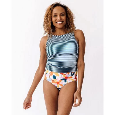 Lime Ricki Women's Indigo Stripe Boat-Neck Tankini Top 3 Lime Ricki Women's Indigo Stripe Boat-Neck Tankini Top