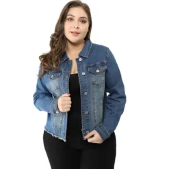Agnes Orinda Women's Plus Size Classic Denim Casual Long Sleeve Fashion Jean Jackets -Lady Clothing Store GUEST 90f8309a 4dc5 4ac1 aeed 8855a28b067e