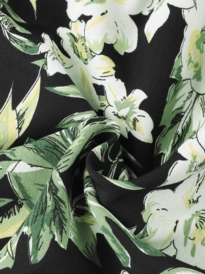 Allegra K Women's Tie Waist Hawaiian Tropical Floral Wrap Midi Skirt 5 Allegra K Women's Tie Waist Hawaiian Tropical Floral Wrap Midi Skirt - Image 3