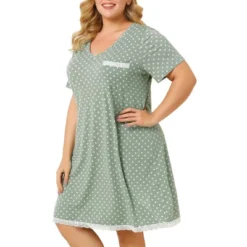 Agnes Orinda Womens Plus Size V Neck Polka Dots Short Sleeve Sleepwear Pajamas Nightgown -Lady Clothing Store GUEST 9207010f 847f 4e85 921d ffdb3493df16