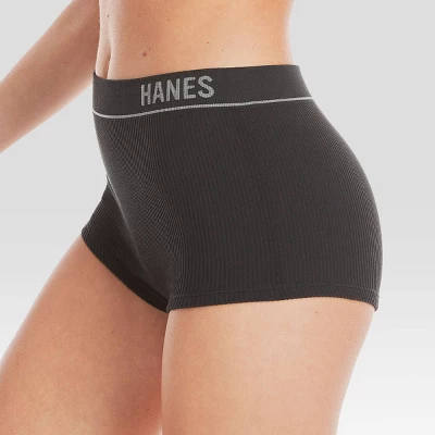 Hanes Originals Women's 3pk Ribbed Boy Shorts - Black/Beige 4 Hanes Originals Women's 3pk Ribbed Boy Shorts - Black/Beige - Image 2