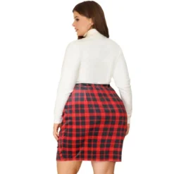 Agnes Orinda Women's Plus Size Pencil Skirt Above The Knee Elastic Waist Plaid Velvet Skirts -Lady Clothing Store GUEST 92c21b87 61de 4fe7 8c60 0ea6f68c5ebb