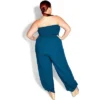 Women's Plus Size Smocked Jumpsuit - Blue | CITY CHIC
