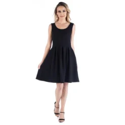 24seven Comfort Apparel Sleeveless Pleated Skater Dress With Pockets -Lady Clothing Store GUEST 96c36086 79ec 48c0 bea9 b38f01ff825f