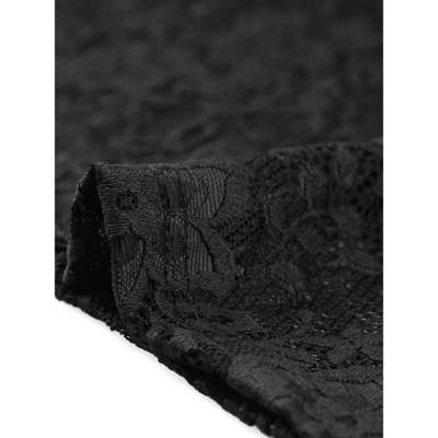 Allegra K Women's Mock Neck Puff Short Sleeves Embroidery Lace Floral Blouse 6 Allegra K Women's Mock Neck Puff Short Sleeves Embroidery Lace Floral Blouse - Image 4