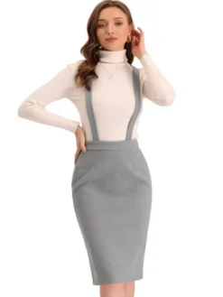 Allegra K Women's Pencil High Waist Adjustable Strap Split Back Bodycon Suspender Skirts -Lady Clothing Store GUEST 97d93e42 2ab9 4e13 82e7 a88289cef73a