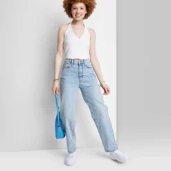 Women's High-Rise 90's Relaxed Slashed Straight Jeans - Wild Fable™ Light Wash -Lady Clothing Store GUEST 98b5eb66 27b1 4604 a66d 1c3aac4ab20b