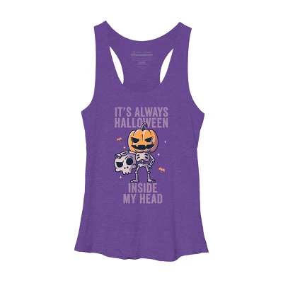 Women's Design By Humans It's Always Halloween Inside My Head Funny Cute Spooky By EduEly Racerback Tank Top 7 Women's Design By Humans It's Always Halloween Inside My Head Funny Cute Spooky By EduEly Racerback Tank Top - Image 5