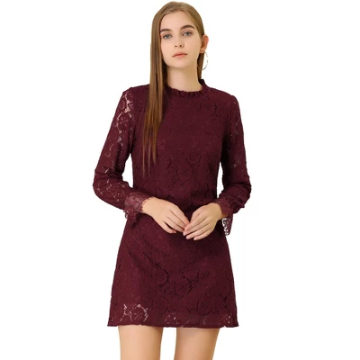 Allegra K Women's Ruffle Crew Neck Formal Elegant Mini Floral Lace Dress 14 Allegra K Women's Ruffle Crew Neck Formal Elegant Mini Floral Lace Dress - Image 12