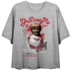 Annabelle You Bring Me To Life Crew Neck Short Sleeve Gray Heather Women's Crop T-shirt -Lady Clothing Store GUEST 9e526902 7bcd 4720 b48b 5824ff872c69