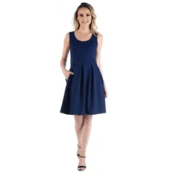 24seven Comfort Apparel Sleeveless Pleated Skater Dress With Pockets -Lady Clothing Store GUEST 9e7359ab 3540 4d9d 8a34 e1a68137123a