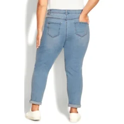 Women's Plus Size Stretch Girlfriend Jean Light Wash - Tall | AVENUE