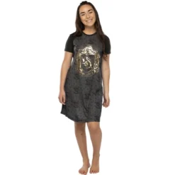 Harry Potter Juniors' Foil Print Hogwart Houses Raglan Nightgown Pajama -Lady Clothing Store GUEST a330045e d9c0 4ff9 b85a 46cd1d76f129