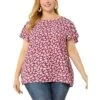 Agnes Orinda Women's Plus Size Floral Short Sleeve Casual Pleasant Top -Lady Clothing Store GUEST a36dc3f3 9caf 428b a72e d9e5831e29a3