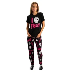 Friday The 13th Adult Juniors Black Sleepwear Set: Tee Shirt And Sleep Pants -Lady Clothing Store GUEST a3fe5803 a783 4763 8d66 3e7d8761f4d1
